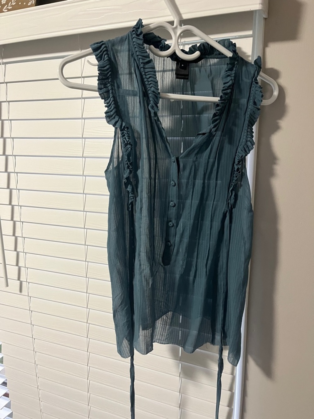 Marc Jacobs Teal Ruffled Sleeveless V-Neck Camisole